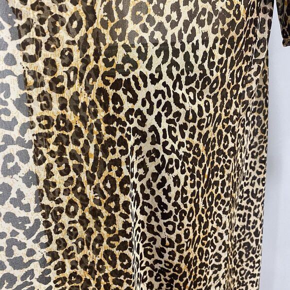 ZURY NWT OS Leopard Print Long Open Duster Kimono Cardigan Sheer Beach Cover Up - Picture 9 of 16